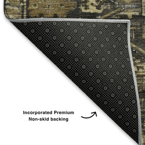 HomeRoots 9' X 12' Brown Charcoal Oriental Area Rug - Stylish, Washable, Stain-Resistant, UV Protected Elegance 699309