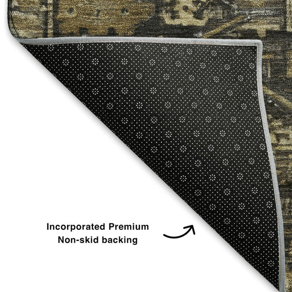 HomeRoots 9' X 12' Brown Charcoal Oriental Area Rug - Stylish, Washable, Stain-Resistant, UV Protected Elegance 699309