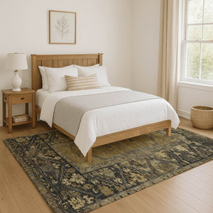 HomeRoots 9' X 12' Brown Charcoal Oriental Area Rug - Stylish, Washable, Stain-Resistant, UV Protected Elegance 699309