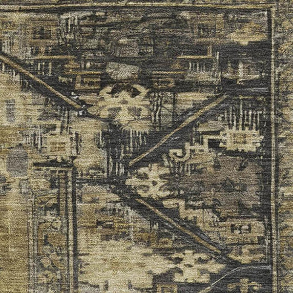 HomeRoots 9' X 12' Brown Charcoal Oriental Area Rug - Stylish, Washable, Stain-Resistant, UV Protected Elegance 699309
