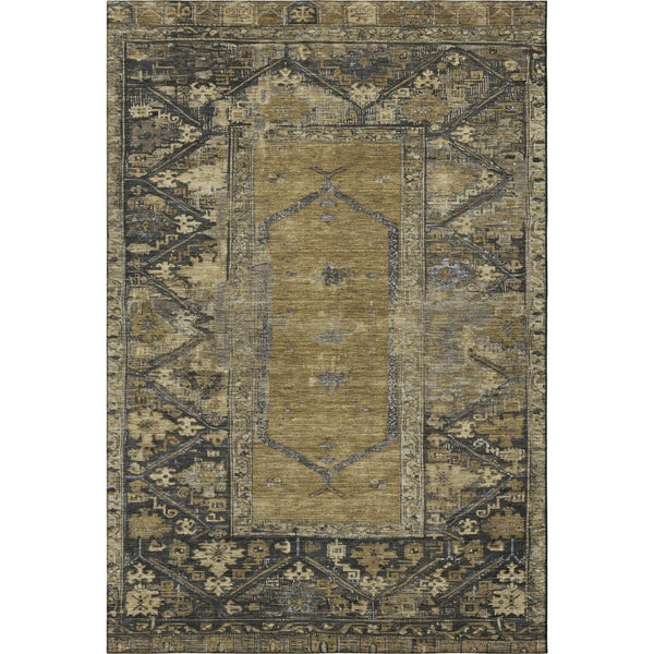 HomeRoots 9' X 12' Brown Charcoal Oriental Area Rug - Stylish, Washable, Stain-Resistant, UV Protected Elegance 699309