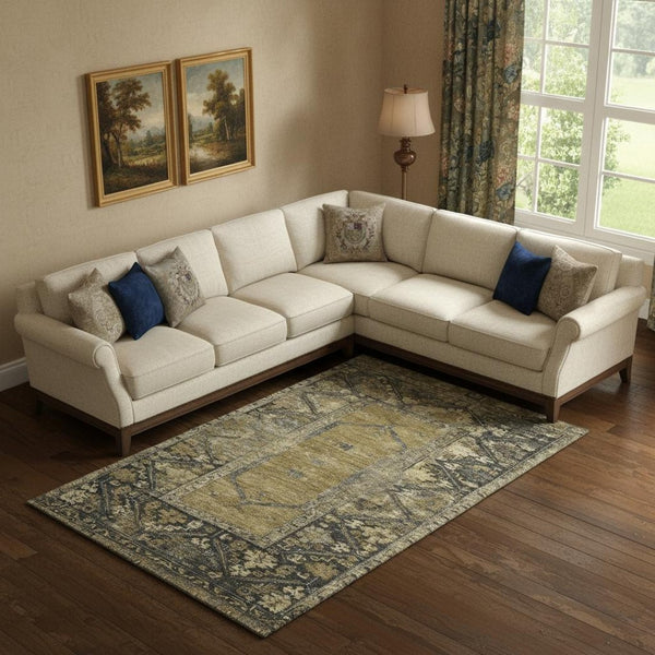 HomeRoots 10' X 14' Brown & Charcoal Oriental Area Rug – Stylish, Washable, UV Protected & Non-Slip for Any Room 699310