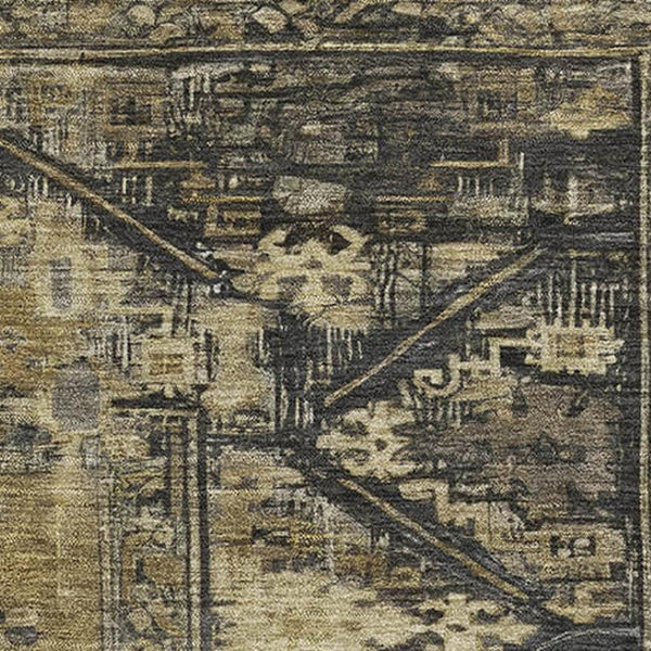 HomeRoots 10' X 14' Brown & Charcoal Oriental Area Rug – Stylish, Washable, UV Protected & Non-Slip for Any Room 699310