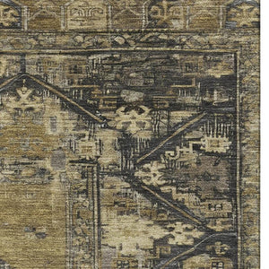 HomeRoots 10' X 14' Brown & Charcoal Oriental Area Rug – Stylish, Washable, UV Protected & Non-Slip for Any Room 699310