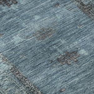 HomeRoots 8' Blue and Charcoal Oriental Round Rug - Stylish, Stain-Resistant, UV Protected, Durable Design 699313