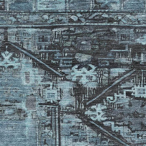 HomeRoots 9' X 12' Blue And Charcoal Oriental Area Rug - Stylish, Durable, Stain Resistant with UV Protection 699315