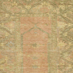 HomeRoots 5' X 8' Coral and Gold Oriental Area Rug - Washable, UV-Protected, Durable for Homes with Kids & Pets 699318