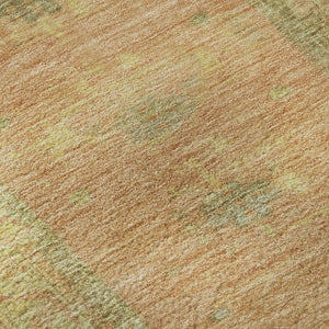 HomeRoots 9' X 12' Coral and Gold Oriental Area Rug - UV Protected, Stain Resistant, Easy Care for Everyday Use 699321