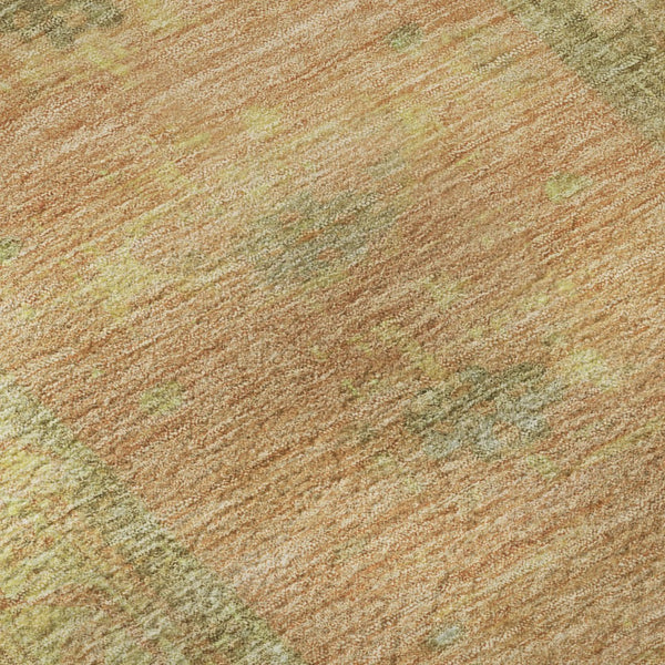 HomeRoots 9' X 12' Coral and Gold Oriental Area Rug - UV Protected, Stain Resistant, Easy Care for Everyday Use 699321