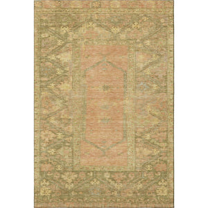 HomeRoots 9' X 12' Coral and Gold Oriental Area Rug - UV Protected, Stain Resistant, Easy Care for Everyday Use 699321