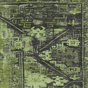 HomeRoots 10' Olive Green & Charcoal Oriental Washable Area Rug - Durable, UV Protected, Perfect for High-Traffic Spaces 699328