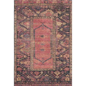 HomeRoots 8' X 10' Salmon & Charcoal Oriental Area Rug - Durable, Washable Design with UV Protection & Style 699332