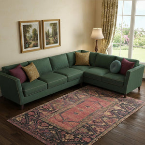 HomeRoots 9' X 12' Salmon & Charcoal Oriental Area Rug - Durable, Washable, UV Protected for Family Homes 699333