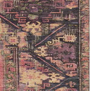 HomeRoots 9' X 12' Salmon & Charcoal Oriental Area Rug - Durable, Washable, UV Protected for Family Homes 699333