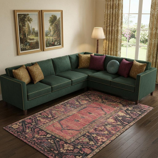 HomeRoots 10' X 14' Salmon and Charcoal Oriental Area Rug - Durable, Stain-Resistant with UV Protection & Style 699334
