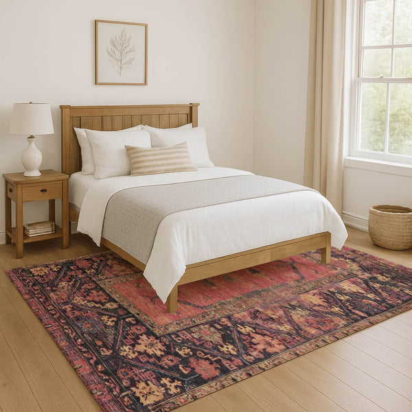 HomeRoots 10' X 14' Salmon and Charcoal Oriental Area Rug - Durable, Stain-Resistant with UV Protection & Style 699334