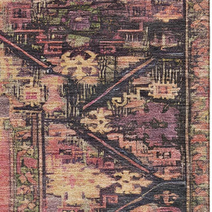 HomeRoots 10' X 14' Salmon and Charcoal Oriental Area Rug - Durable, Stain-Resistant with UV Protection & Style 699334