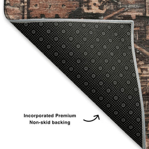 HomeRoots 8' X 10' Terra Cotta & Charcoal Oriental Area Rug - Durable, Washable, UV Protected for Busy Homes 699338