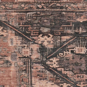 HomeRoots 10' X 14' Terra Cotta & Charcoal Oriental Area Rug - Washable, UV Resistant, Perfect for Busy Homes 699340