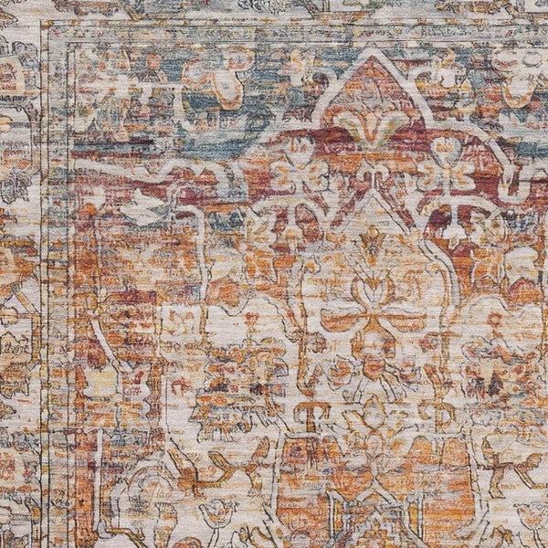 HomeRoots 5' X 8' Copper Gray & Ivory Oriental Area Rug - Washable, UV Protected, Stain Resistant, Non-Slip 699342