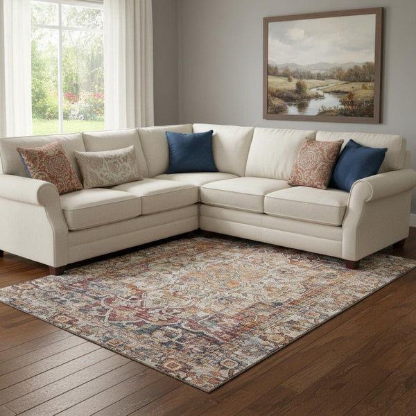 HomeRoots 8' X 10' Copper Gray & Ivory Oriental Area Rug - Durable, Washable, UV Protected for High-Traffic Spaces 699344