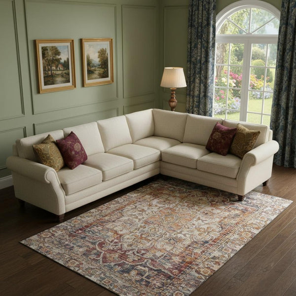 HomeRoots 9' X 12' Elegant Copper Gray & Ivory Washable Area Rug – UV Protected, Stain Resistant, Durable Design 699345