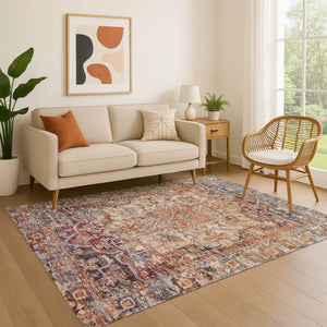 HomeRoots 9' X 12' Elegant Copper Gray & Ivory Washable Area Rug – UV Protected, Stain Resistant, Durable Design 699345