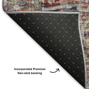 HomeRoots 9' X 12' Elegant Copper Gray & Ivory Washable Area Rug – UV Protected, Stain Resistant, Durable Design 699345