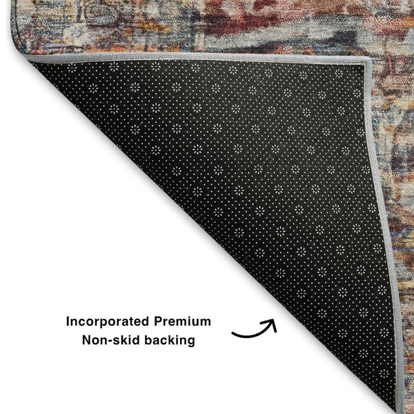 HomeRoots 9' X 12' Elegant Copper Gray & Ivory Washable Area Rug – UV Protected, Stain Resistant, Durable Design 699345