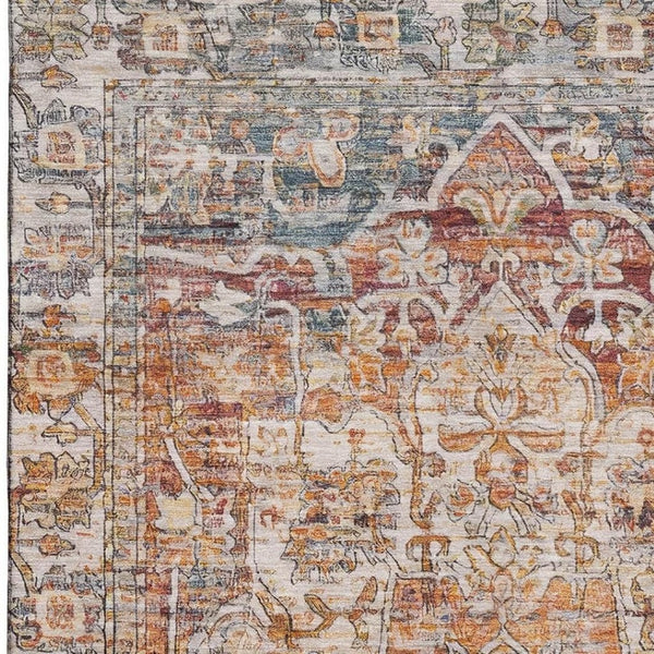 HomeRoots 9' X 12' Elegant Copper Gray & Ivory Washable Area Rug – UV Protected, Stain Resistant, Durable Design 699345