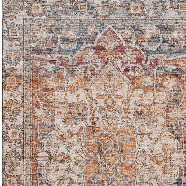 HomeRoots 9' X 12' Elegant Copper Gray & Ivory Washable Area Rug – UV Protected, Stain Resistant, Durable Design 699345