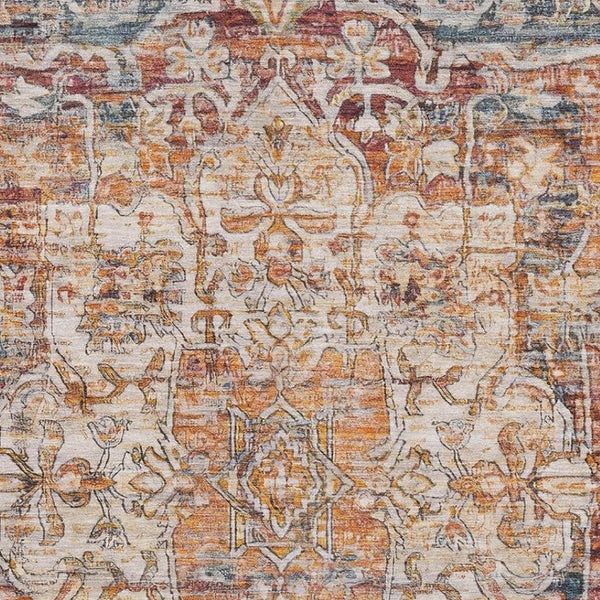 HomeRoots 10' X 14' Copper Gray & Ivory Oriental Area Rug - UV Protected, Washable, Durable for Busy Homes 699346