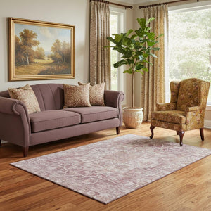 HomeRoots 5' X 8' Rust and Ivory Oriental Area Rug – Durable, Washable, UV-Protected with Non-Slip Backing 699348