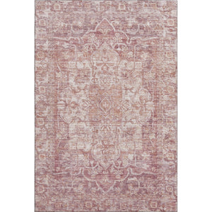 HomeRoots 5' X 8' Rust and Ivory Oriental Area Rug – Durable, Washable, UV-Protected with Non-Slip Backing 699348
