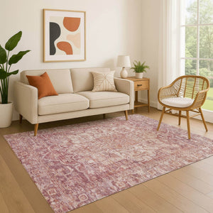 HomeRoots 8' X 10' Elegant Rust and Ivory Oriental Area Rug – Machine-Washable, Stain-Resistant, UV Protected! 699350