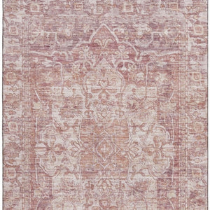 HomeRoots 8' X 10' Elegant Rust and Ivory Oriental Area Rug – Machine-Washable, Stain-Resistant, UV Protected! 699350