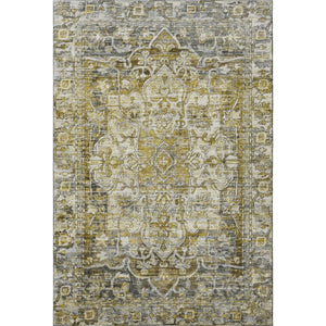 HomeRoots 9' X 12' Elegant Pewter Gold & Ivory Oriental Area Rug - Washable, Stain-Resistant, UV Protected! 699357