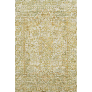 HomeRoots 5' X 8' Tan Gold Ivory Oriental Washable Area Rug - Stylish, Durable, and UV-Protected for Any Home 699360