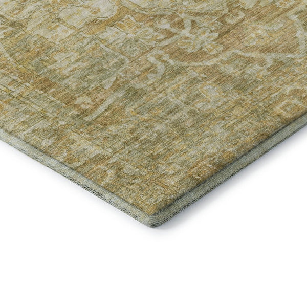 HomeRoots 5' X 8' Tan Gold Ivory Oriental Washable Area Rug - Stylish, Durable, and UV-Protected for Any Home 699360