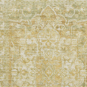 HomeRoots 5' X 8' Tan Gold Ivory Oriental Washable Area Rug - Stylish, Durable, and UV-Protected for Any Home 699360