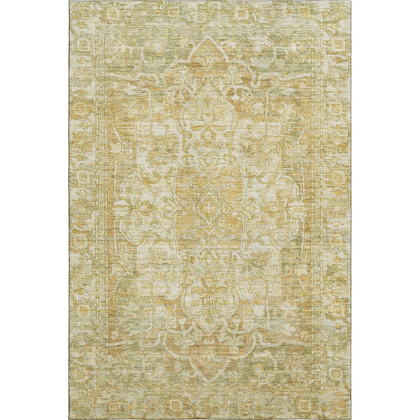 HomeRoots 8' X 10' Elegant Tan Gold Ivory Washable Oriental Area Rug with UV Protection & Stain Resistance 699362
