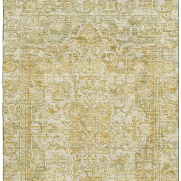 HomeRoots 8' X 10' Elegant Tan Gold Ivory Washable Oriental Area Rug with UV Protection & Stain Resistance 699362
