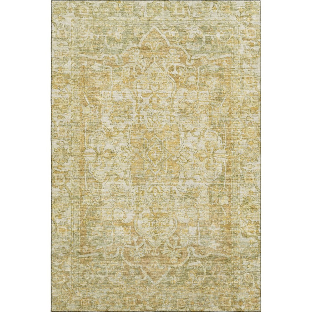 HomeRoots 9' Tan Gold Ivory Oriental Area Rug – Washable, Stain Resistant, UV Protected, Non-Slip Backing 699363