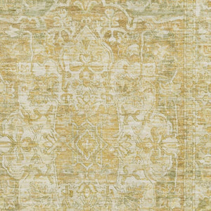 HomeRoots 9' Tan Gold Ivory Oriental Area Rug – Washable, Stain Resistant, UV Protected, Non-Slip Backing 699363