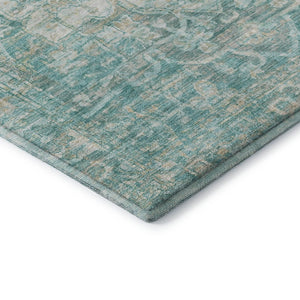 HomeRoots 10' X 14' Teal Ivory Beige Oriental Washable Rug - Stain Resistant, UV Protected, Durable & Stylish! 699370