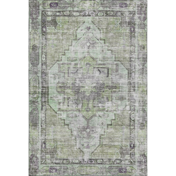 HomeRoots 8' X 10' Artichoke Green Oriental Area Rug - Durable, Washable, UV Protected, Perfect for Any Space 699374