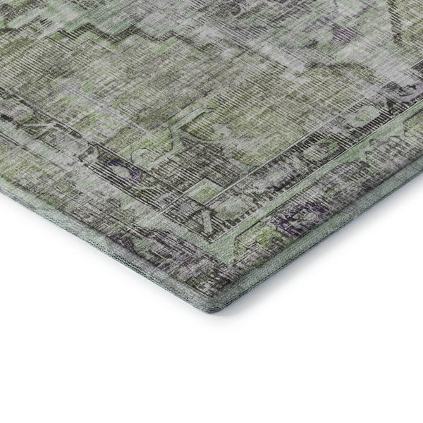 HomeRoots 8' X 10' Artichoke Green Oriental Area Rug - Durable, Washable, UV Protected, Perfect for Any Space 699374