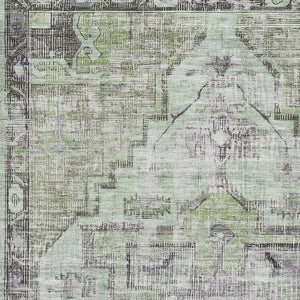 HomeRoots 8' X 10' Artichoke Green Oriental Area Rug - Durable, Washable, UV Protected, Perfect for Any Space 699374