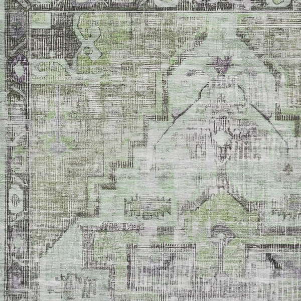 HomeRoots 8' X 10' Artichoke Green Oriental Area Rug - Durable, Washable, UV Protected, Perfect for Any Space 699374