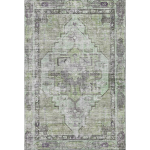 HomeRoots 8' X 10' Artichoke Green Oriental Area Rug - Durable, Washable, UV Protected, Perfect for Any Space 699374